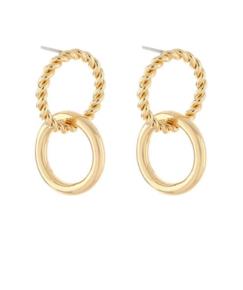 Link & Textured Circle Earrings