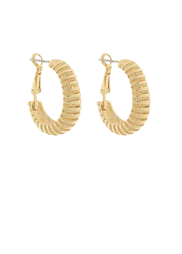 Ribbed Metal Hoops-Gold