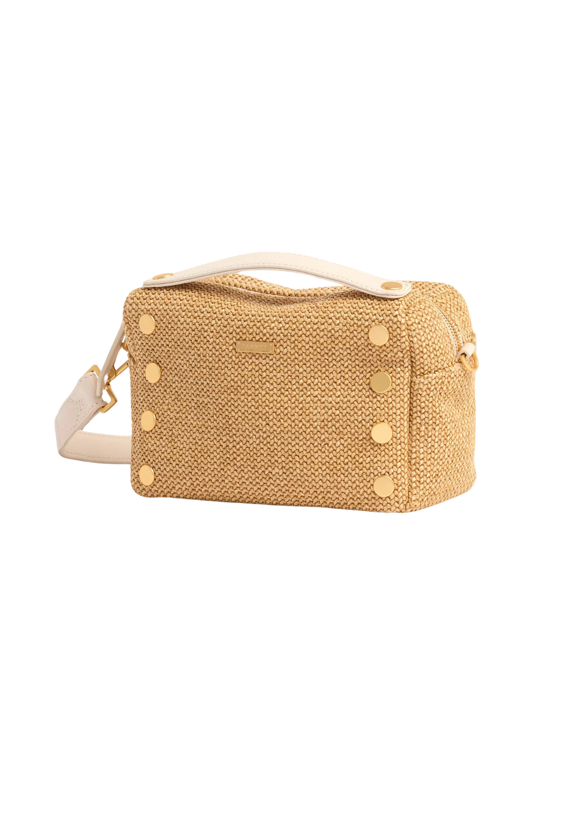 Evan Crossbody SML - Calla Lily White Raffia/Brushed Gold