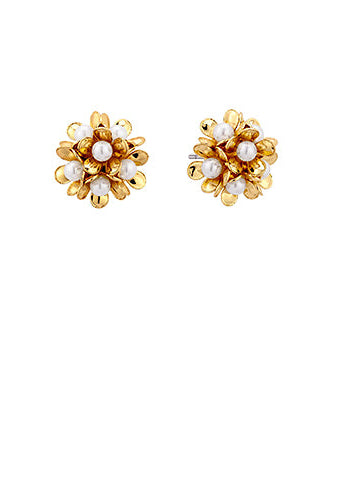 Pearl & Flower Stud Earrings