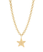 Hammered Star Pendant Chain Necklace - Worn Gold