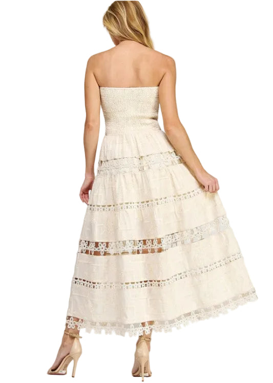 Embroidery Patchwork Cotton Lace Tube Dress