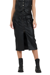 Leather Midi Skirt w/ Slit