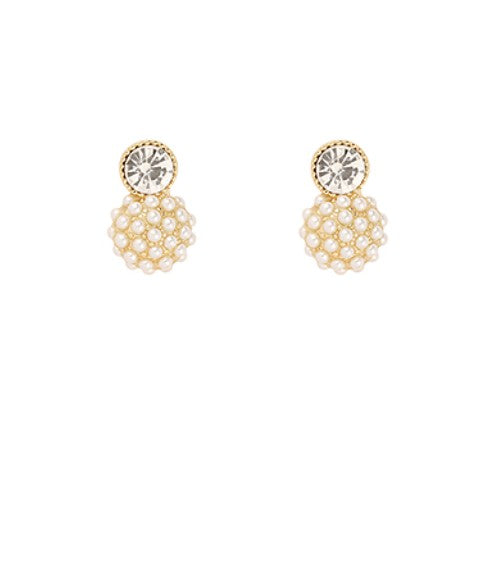 Pave Crystal & Pearl Caviar Earrings