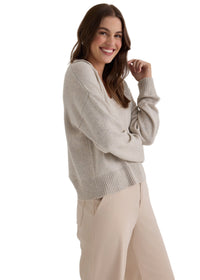 Pullover Sweater w/ Collar, Heather Moon