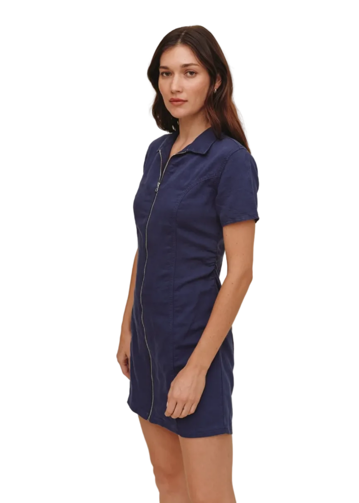 Short Sleeve Zip Front Dress