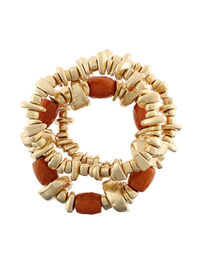 3 Row Stone & Chip Shaped Metal Bracelet