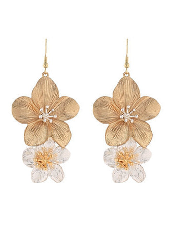 Double Flower Earrings - Gold/Silver