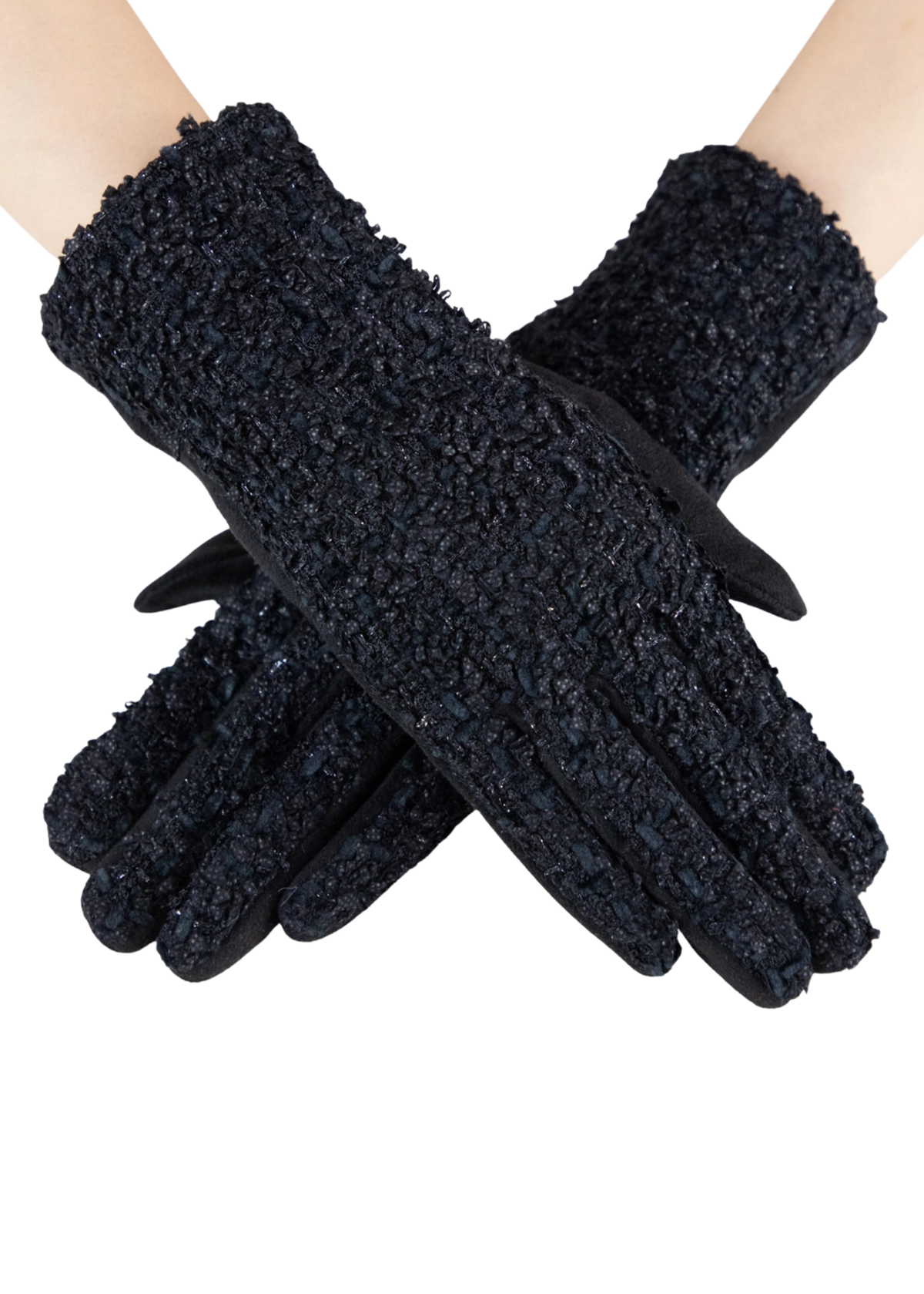 Shimmering Tweed Suede Gloves
