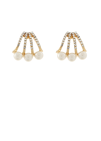 Layered Pave Crystal & Pearl Hoops