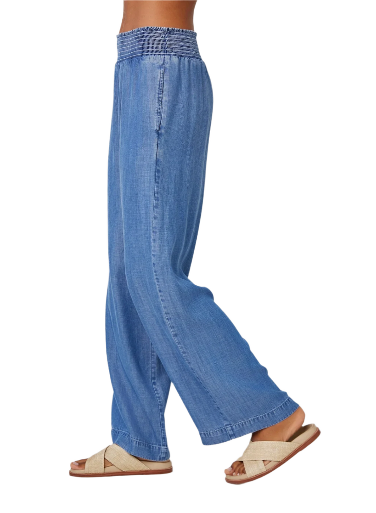 Smocked Waist Wide Leg Pant