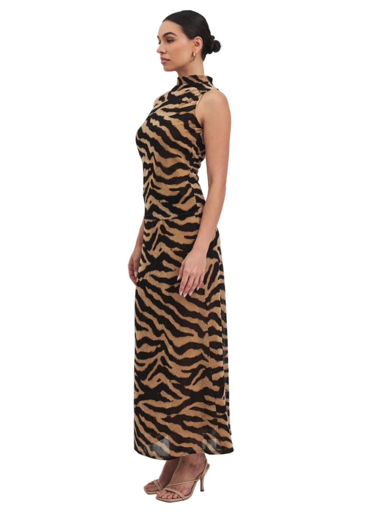Zebra Print Mock Neck Top