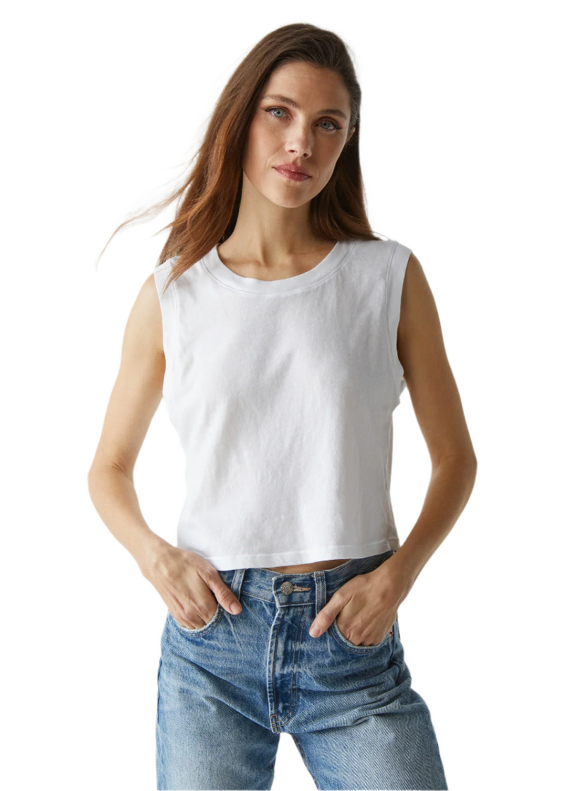 Johnnie Cropped Crew Neck Tank with Rib Trim