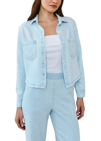 Two Pocket Fray Hem Shirt