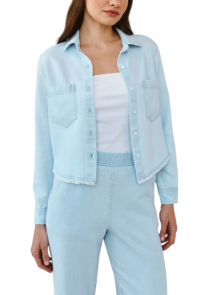 Two Pocket Fray Hem Shirt