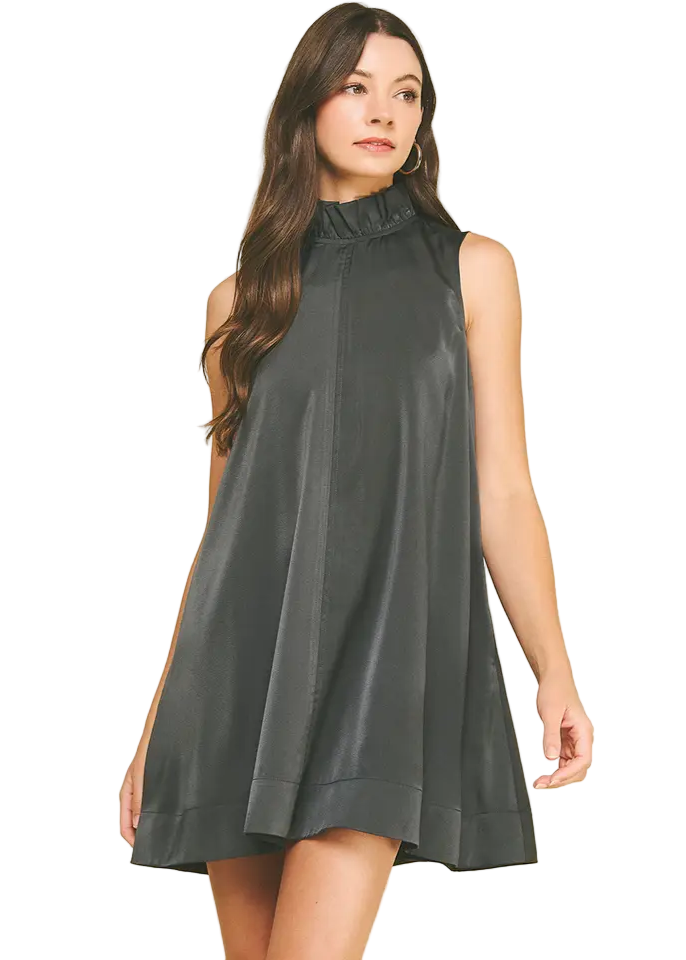 Mock Neck Solid Mini Dress
