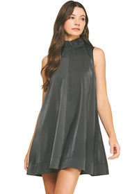 Mock Neck Solid Mini Dress