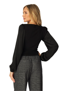 Ruched Waist Flowy Sleeve Top