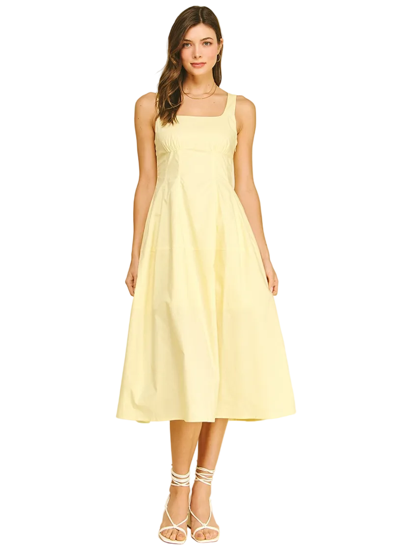 Square Neck A-Line Midi Dress