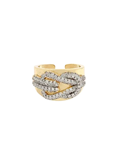 Pave Accented Knot Open Ring