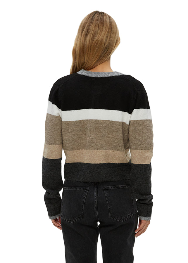 Fiona Stripe Crew Neck Cardigan