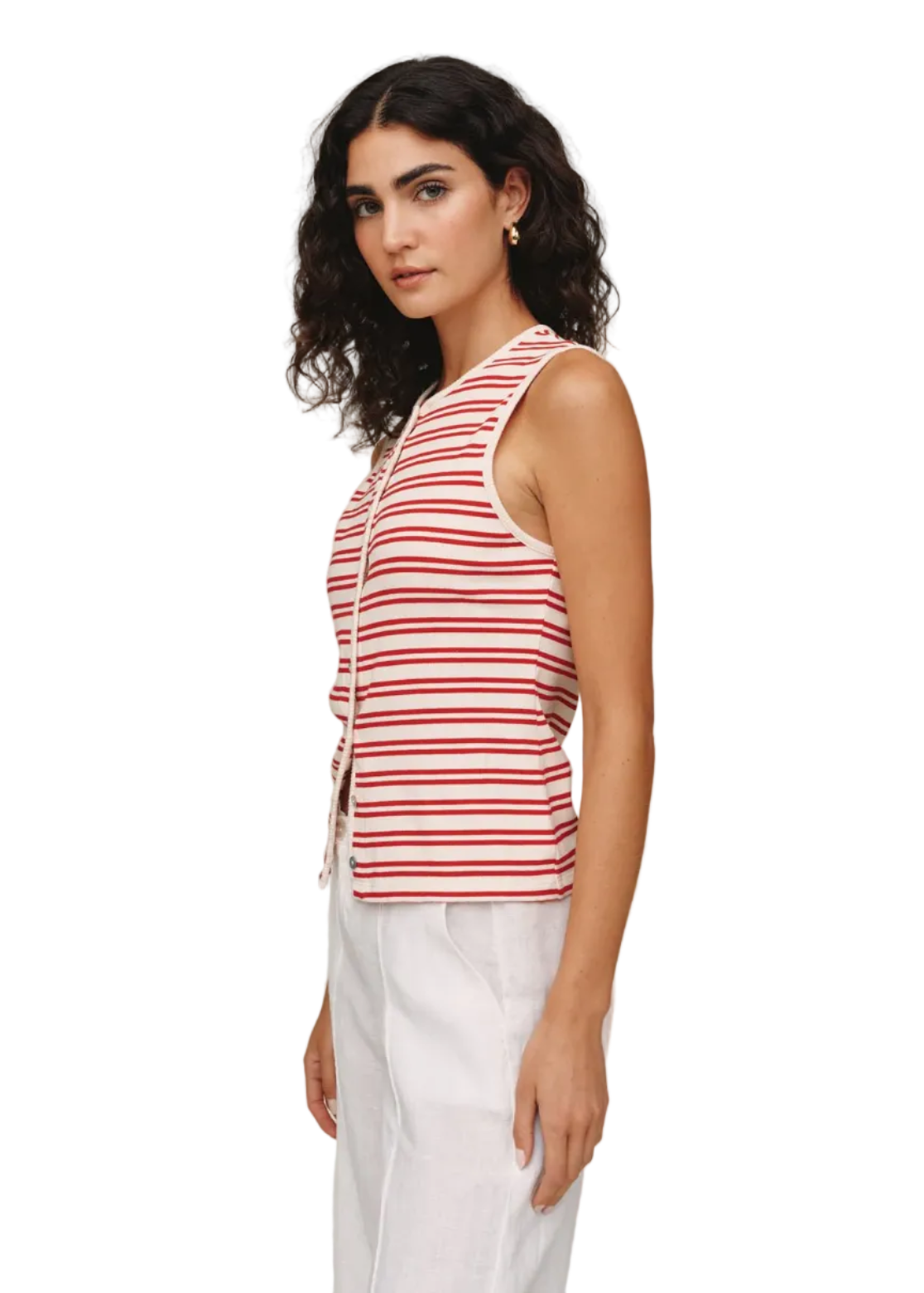 Sleeveless Fitted Button Down Top