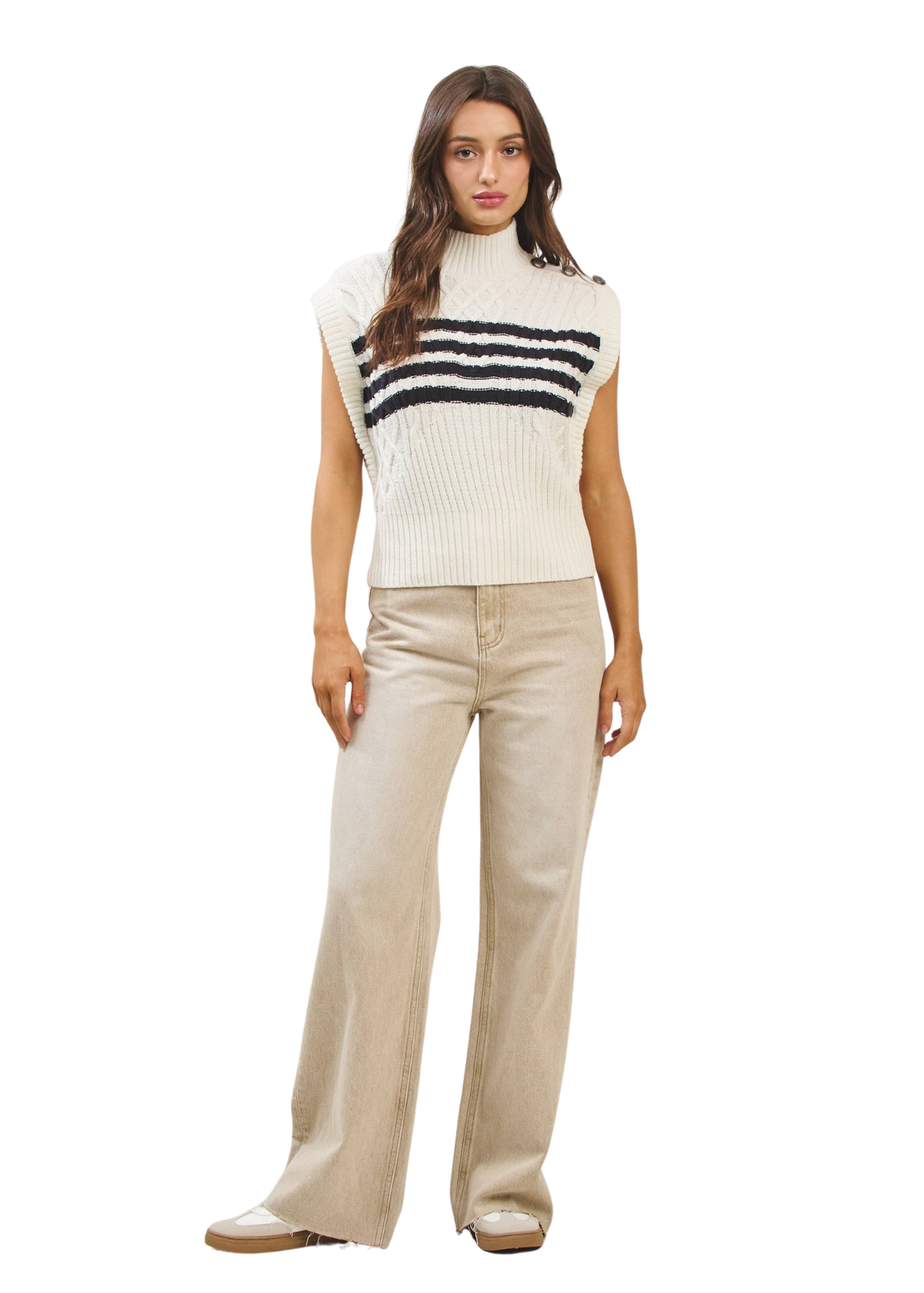 Striped Button Sweater Vest