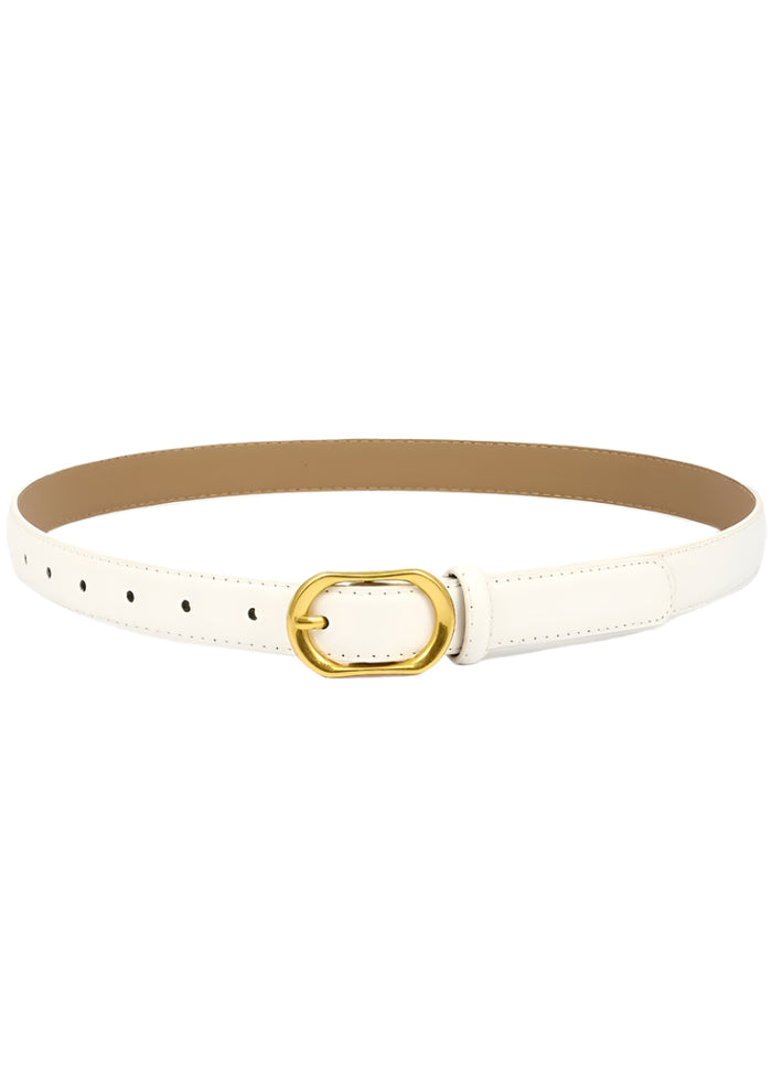 Gold Round Buckle Slim Belt