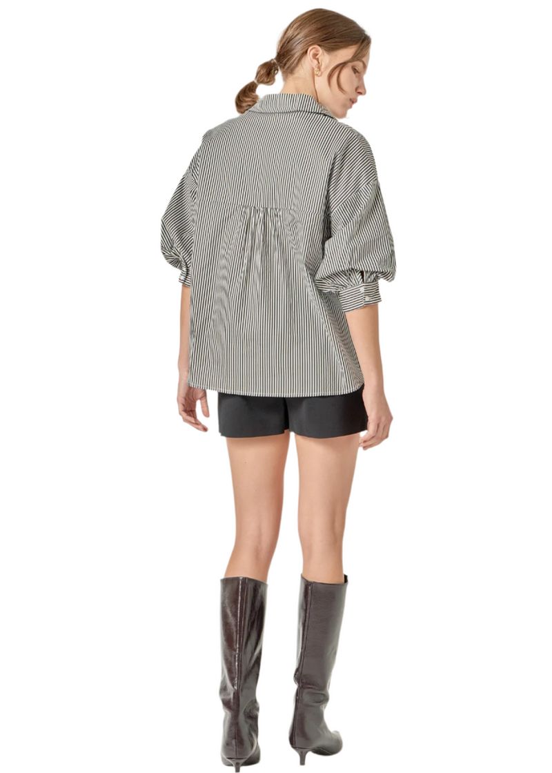 Elevated Striped Button Down Top