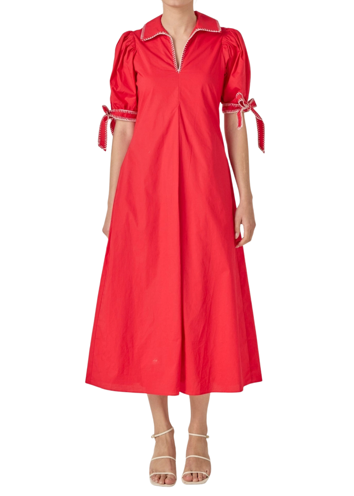 Stitch Detailed Midi Dress