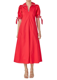 Stitch Detailed Midi Dress