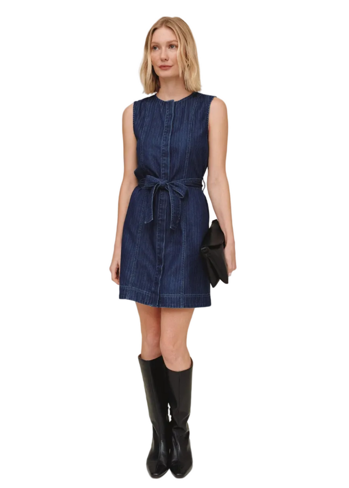 Sleeveless Seamed Shirt Dress