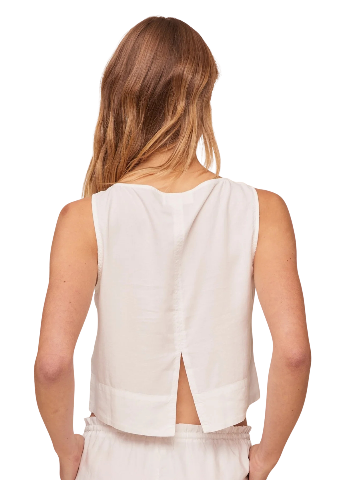 Sleeveless Boat Neck Split Back