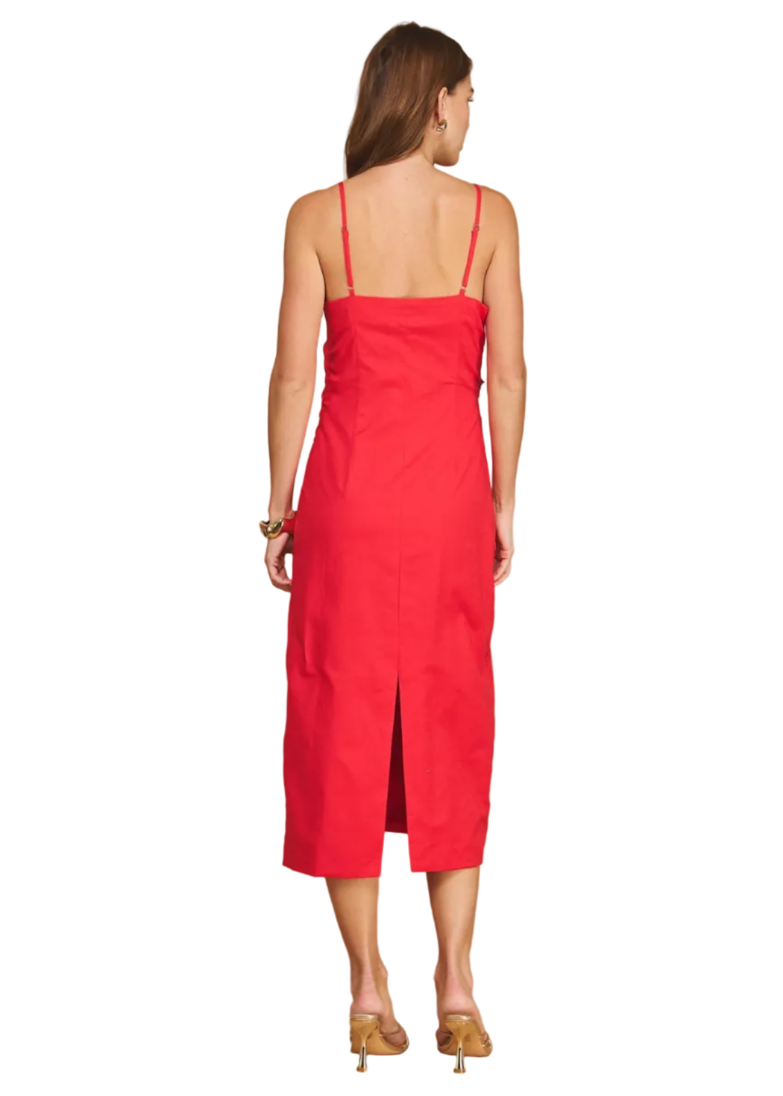 Elegant Ruched Side Gather Midi Dress