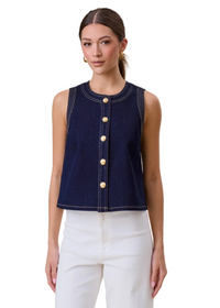 Button Stretch Denim Top