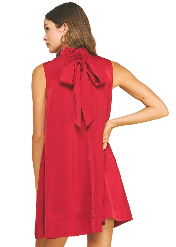 Mock Neck Solid Mini Dress