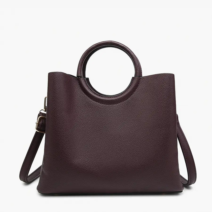 Helen Shaped Satchel w/ Round Handle & Long Strap