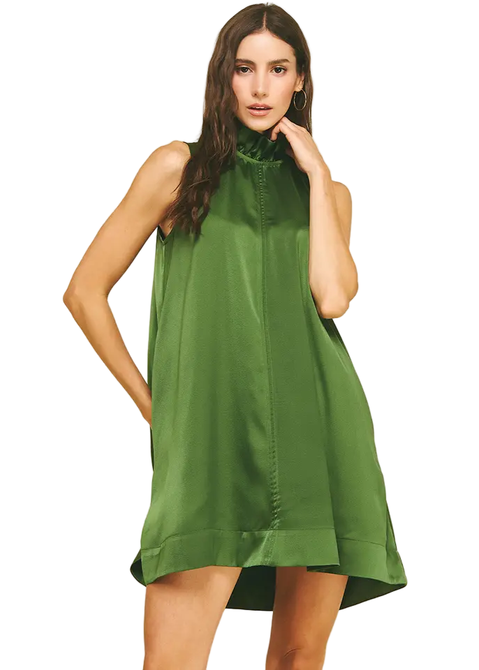 Mock Neck Solid Mini Dress