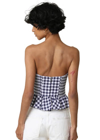 Christi Gingham Peplum Tube Top