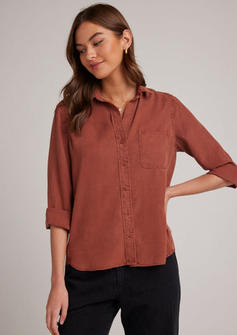 Long Sleeve Rounded Hem Button Down