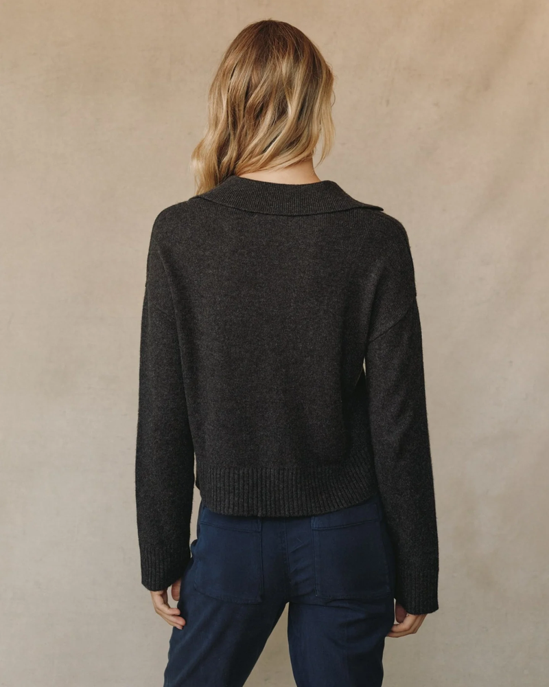 Pullover Sweater w/ Collar, Heather Moon