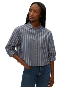 Scarlet Cropped Button Down Shirt