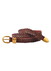 Narrow Leather Braided Belt