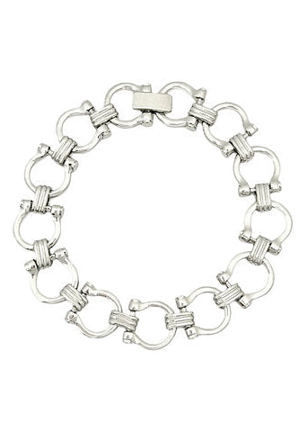 Door Knocker Horsebit Bracelet - Rhodium