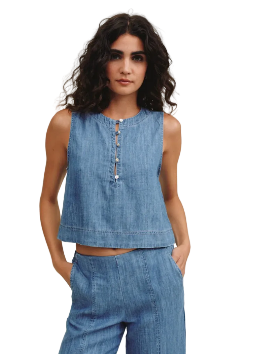 Sleeveless Placket Pullover