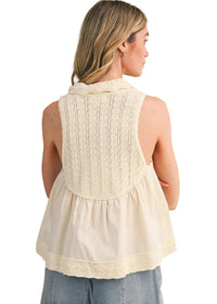 Collared Button Down Sweater Top