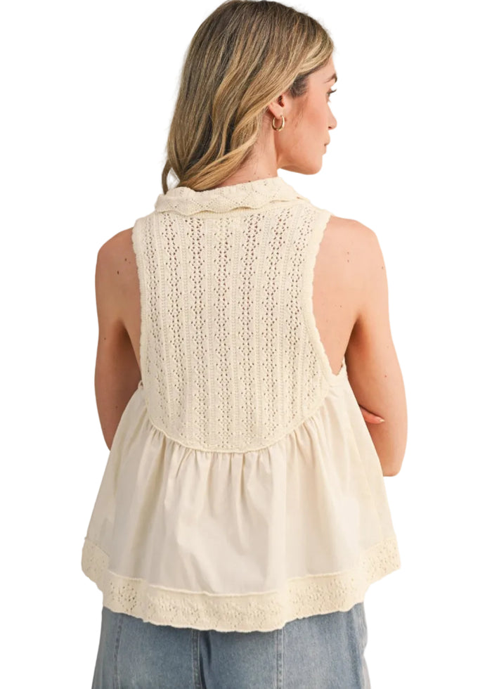Collared Button Down Sweater Top