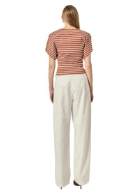 Wing Sleeve Striped Knit Top