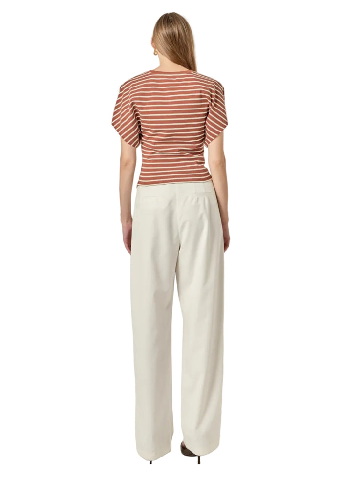 Wing Sleeve Striped Knit Top