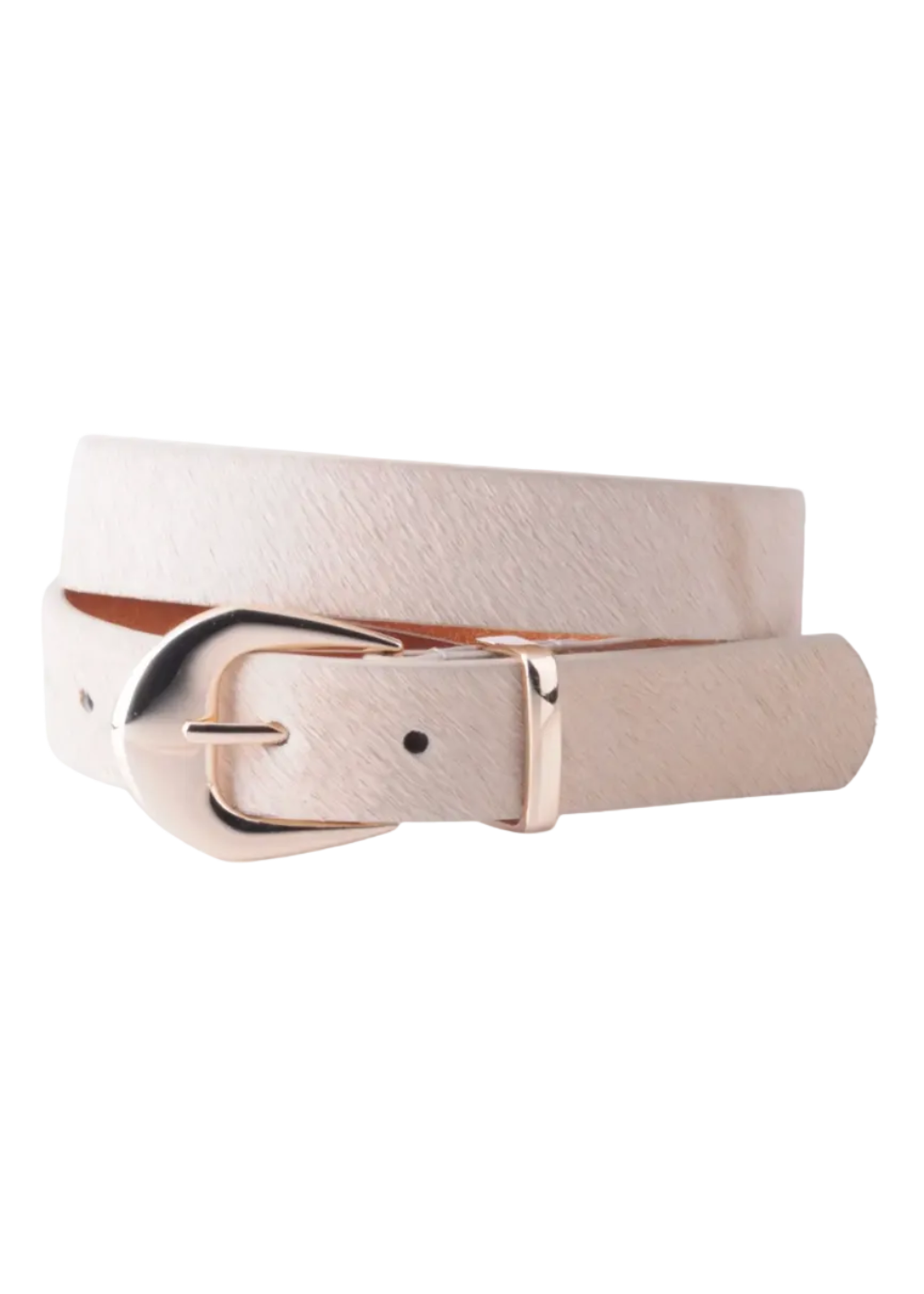 Calf Hair Belt with Thick Gold Buckle